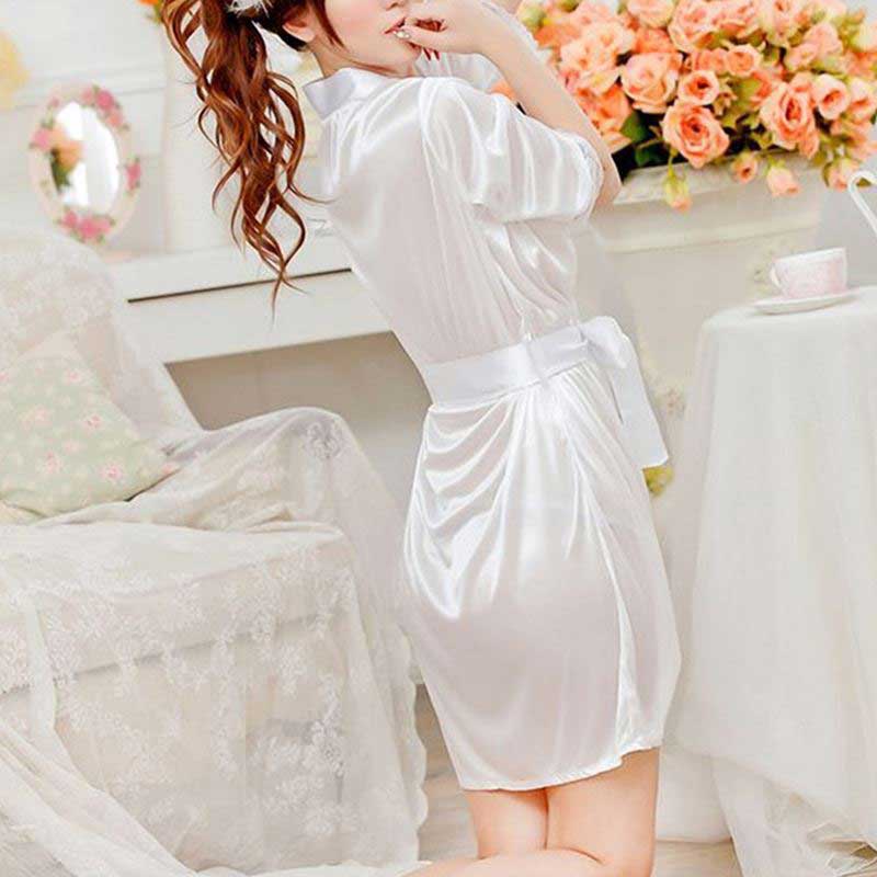 White Pearl Satin Robe2