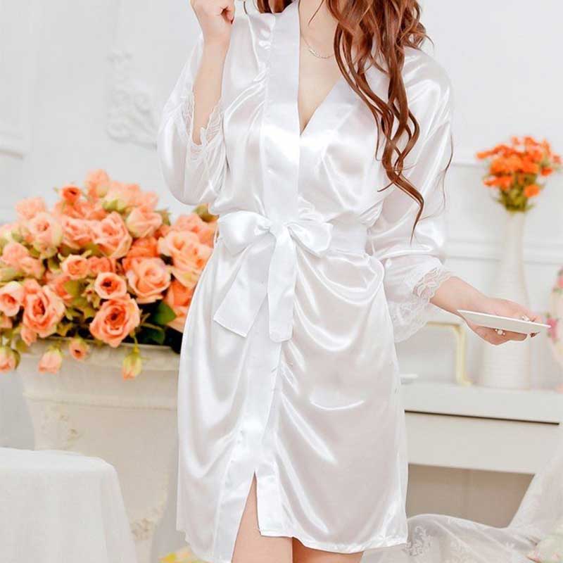 White Pearl Satin Robe4