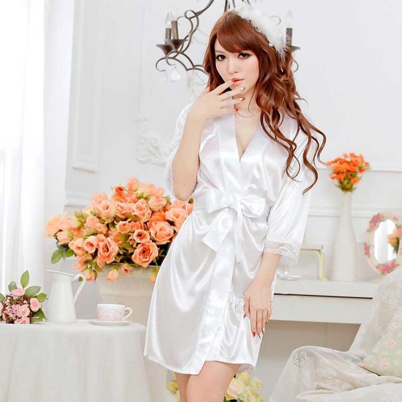 White Pearl Satin Robe5
